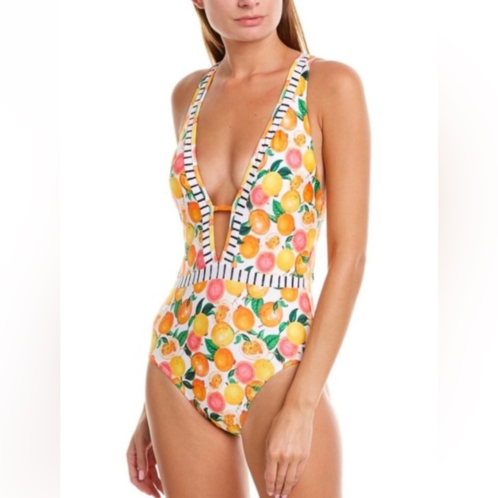 Nanette Lepore Orange & Pink Citrus Print One-Piece Swimsuit